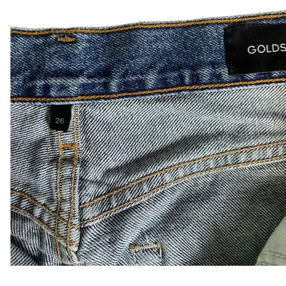 $325 GOLDSIGN Martin High-Rise Straight-Leg Creased Jeans | Sz 26, Mid Denim - Picture 8 of 11